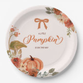 Kleine pompoenHerfst Floral Baby shower Papieren Bordje (Voorkant)