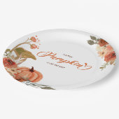 Kleine pompoenHerfst Floral Baby shower Papieren Bordje (Gekanteld)