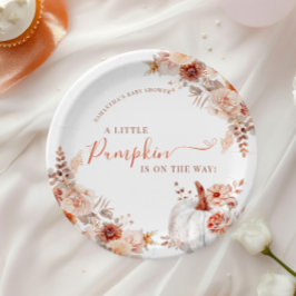 Kleine pompoenHerfst Floral Baby shower Papieren Bordje