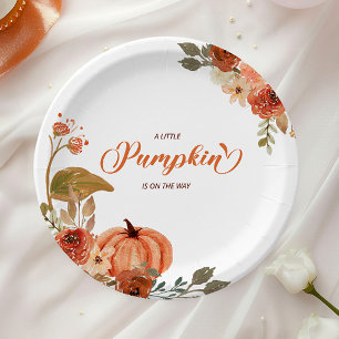 Kleine pompoenHerfst Floral Baby shower Papieren Bordje