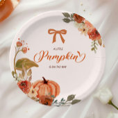 Kleine pompoenHerfst Floral Baby shower Papieren Bordje