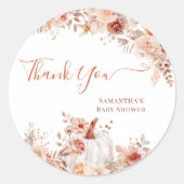 Kleine pompoenHerfst Floral Baby shower Ronde Sticker (Voorkant)