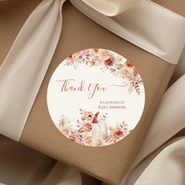 Kleine pompoenHerfst Floral Baby shower Ronde Sticker