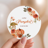 Kleine pompoenHerfst Floral Baby shower Ronde Sticker