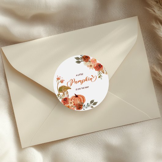 Kleine pompoenHerfst Floral Baby shower Ronde Sticker