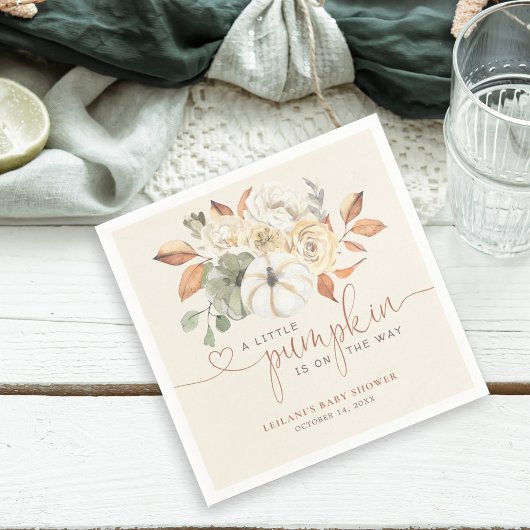 Kleine pompoenHerfst Floral Baby shower Servet