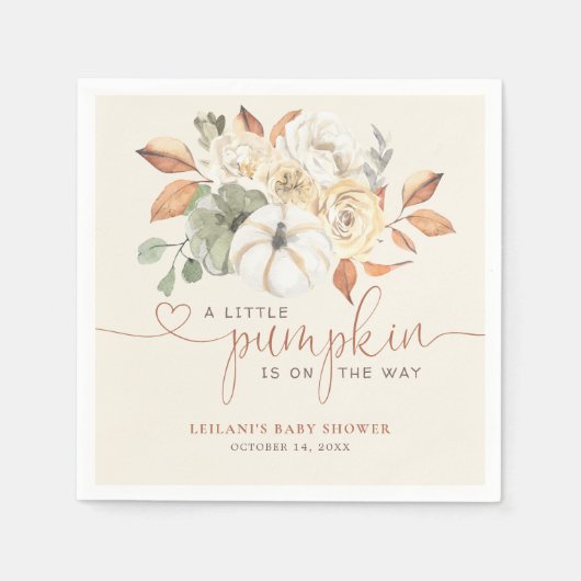 Kleine pompoenHerfst Floral Baby shower Servet (Voorkant)