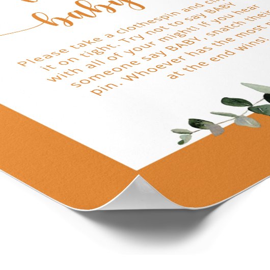 Kleine pompoenherfst Zeg geen baby Poster (Hoek)