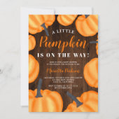 Kleine pompoenhout sinaasappel herfst baby shower kaart (Voorkant)