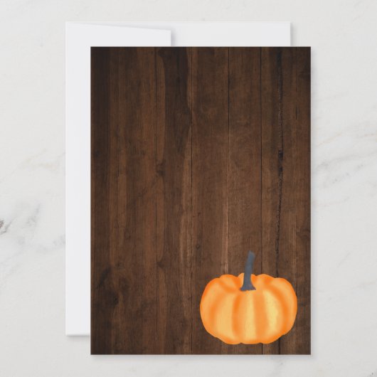 Kleine pompoenhout sinaasappel herfst baby shower kaart (Achterkant)