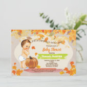 Kleine pompoenjongen doucht  retro kaart (Staand voorkant)