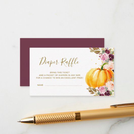 kleine pompoenkaart voor luiers informatiekaartje (Voorkant / Achterkant in situ)