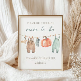 Kleine pompoenkledij Jongen Bezige Mom-to-Be adres Poster