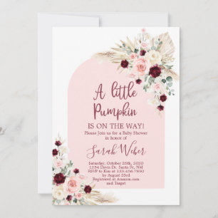 Kleine pompoenpampas baby shower uitnodiging