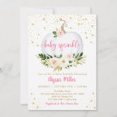 Kleine pompoenroze Floral Baby Sprinkle Kaart (Voorkant)