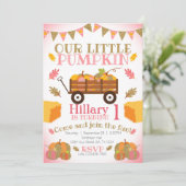 Kleine pompoenuitnodiging, pompoenpleister Birthda Kaart (Staand voorkant)