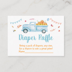 Kleine pompoenwagen Baby shower Diaper Raffle Informatiekaartje