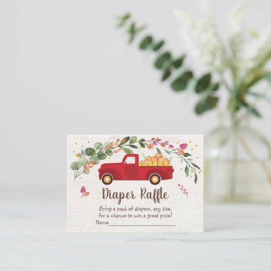 Kleine pompoenwagen Baby shower Diaper Raffle Informatiekaartje (Staand voorkant)