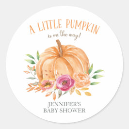 Kleine pompoenWaterverf Floral Baby shower Ronde Sticker