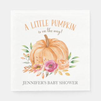 Kleine pompoenWaterverf Floral Baby shower Servet