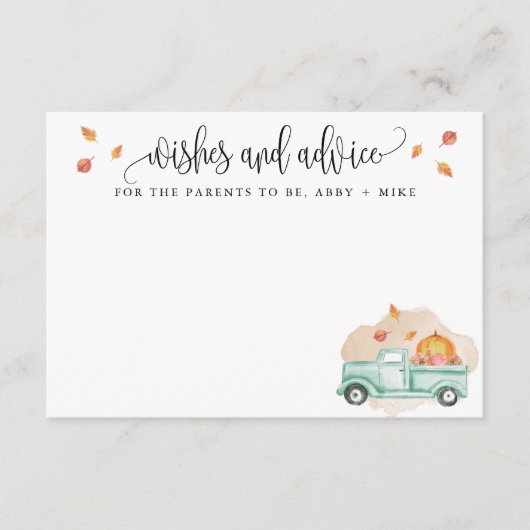 Kleine pompoenwensen en advies, Herfst Truck Advieskaart (Voorkant)