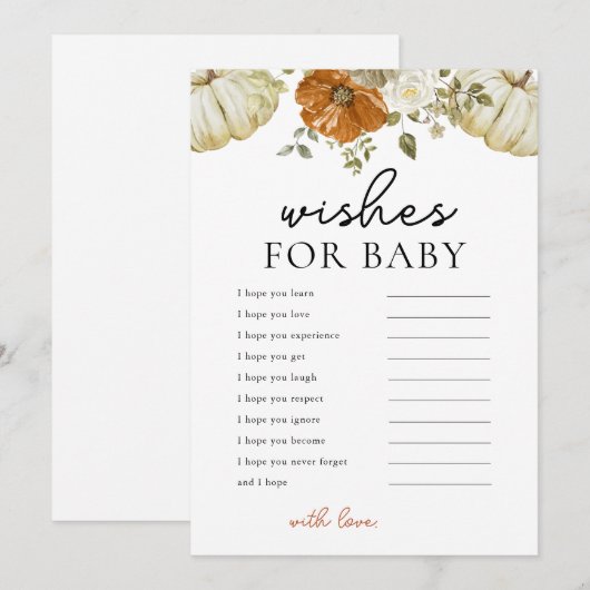 Kleine pompoenwensen voor Baby shower Kaart (Voorkant / Achterkant)