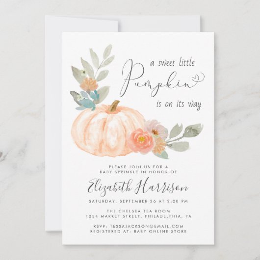 Kleine pompoWaterverf Baby Sprinkle Kaart (Voorkant)