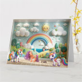 Kleine Pony en eenhoorns Kaart (Gele Bloem)