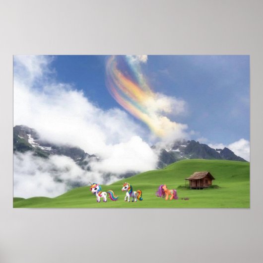 Kleine Pony en eenhoorns Poster (Voorkant)