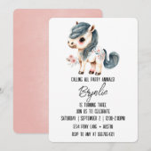 Kleine Pony Verjaardag Schattige Wit Paard Roze Kaart (Voorkant / Achterkant)