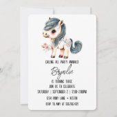 Kleine Pony Verjaardag Schattige Wit Paard Roze Kaart (Voorkant)