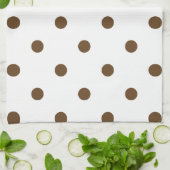 Kleine pooldots - Donkerbruin op wit Theedoek (Gevouwen)