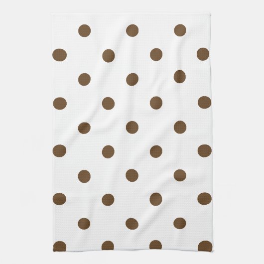 Kleine pooldots - Donkerbruin op wit Theedoek (Verticaal)