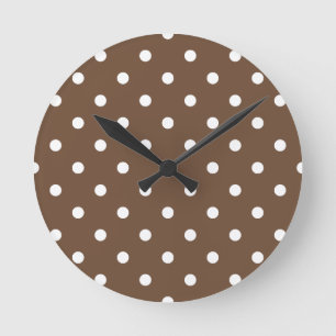 Kleine pooldots - Wit op koffie Ronde Klok