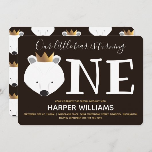 Kleine poolse Beer kroon één dier voor de eerste g Kaart (Voorkant / Achterkant)