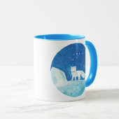 Kleine poolvos (Vulpes lagopus) Bord blauw Mok (Voorkant rechts)