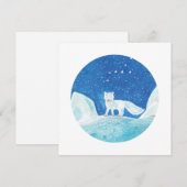 Kleine Poolvos (Vulpes lagopus) Illustratie   Feestdagenkaart (Voorkant / Achterkant)