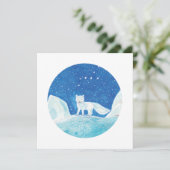 Kleine Poolvos (Vulpes lagopus) Illustratie   Feestdagenkaart (Staand voorkant)