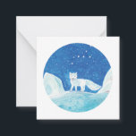 Kleine Poolvos (Vulpes lagopus) Illustratie Notitiekaartje<br><div class="desc">Poolvos (Vulpes lagopus) is een kleine vos inheemse in de arctische gebieden - Illustratie voor prentenboek 'Het land van de sneeuwman' geschreven en geïllustreerd door Julia Doria.</div>