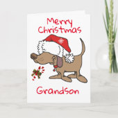 KLEINE POPPEN **MERRY CHRISTMAS GRANDSON* FEESTDAGEN KAART (Voorkant)