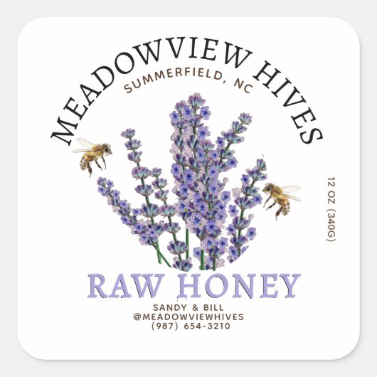 Kleine pot lavendel honing label met bijen (Voorkant)
