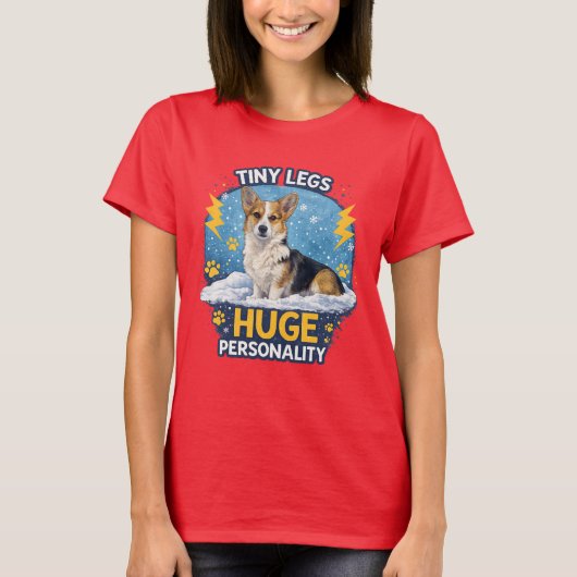 Kleine poten, enorm veel persoonlijkheid – Grappig T-shirt (Voorkant)