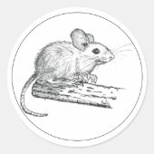 Kleine Potlood Muis Ronde Sticker (Voorkant)