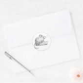 Kleine Potlood Muis Ronde Sticker (Envelop)