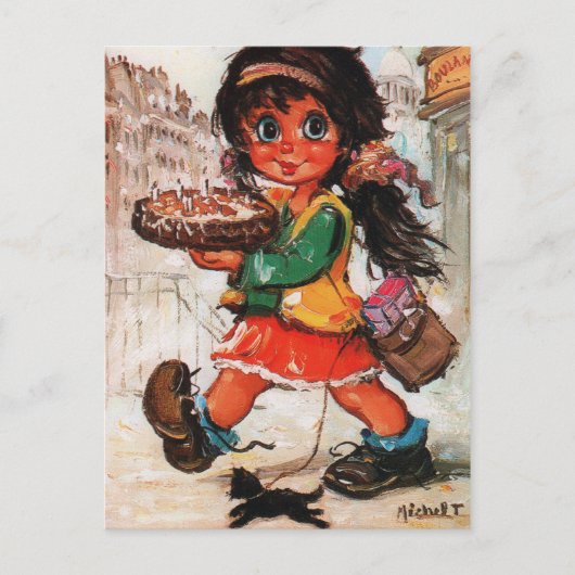 Kleine Poulbot verjaardagstaart Briefkaart (Voorkant)