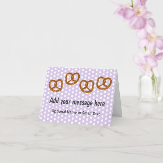 Kleine Pretzel zoute snacks - Dotted - jouw tekst Kaart (Orchidee)