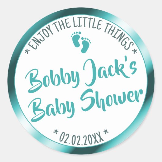 Kleine prijs Blauw Blauwgroen Ombre Baby shower Fa Ronde Sticker (Voorkant)
