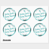 Kleine prijs Blauw Blauwgroen Ombre Baby shower Fa Ronde Sticker (Vel)