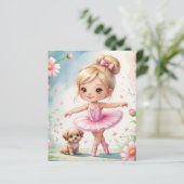 Kleine Prima Ballerina met Puppy Scrapbook Papier (Staand voorkant)