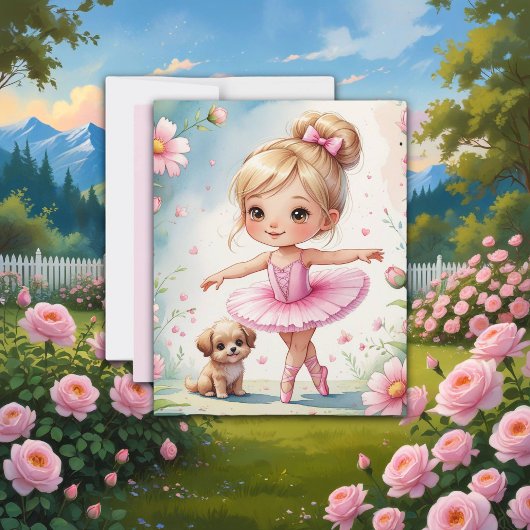 Kleine Prima Ballerina met Puppy Scrapbook Papier